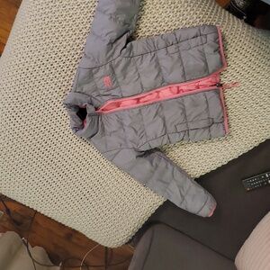 Girls North Face jacket and hat